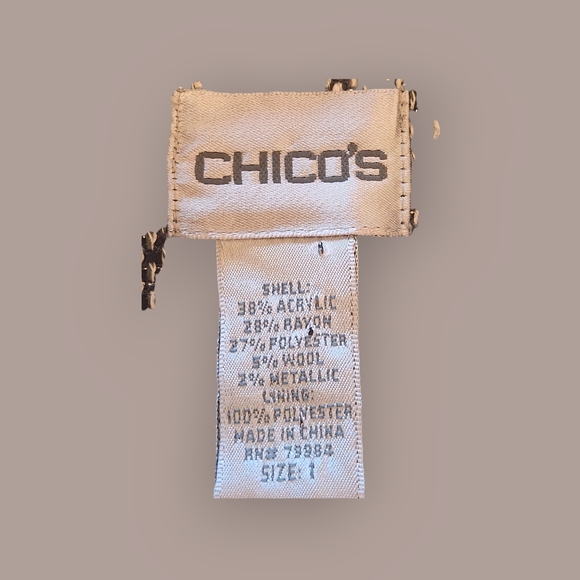 Chico's Tweed Pattern Long Coat, Chico's Size 1 (Misses Size 8). - Picture 6 of 7